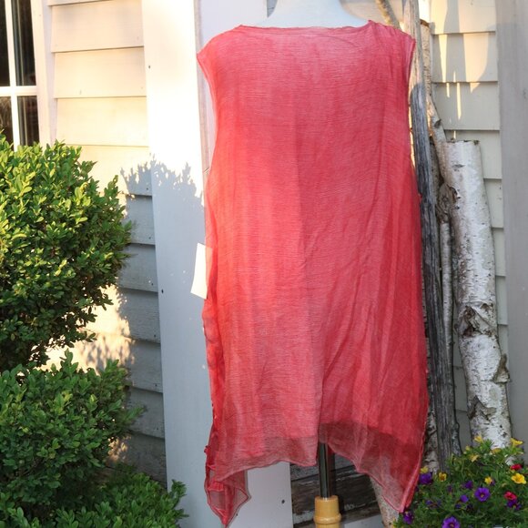 NEW Soft Surroundings Coral Silk Floral Embroidery on Cotton Sleeveless Tunic 3X - Picture 6 of 9